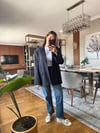 Oversize Koyu Antrasit Baharlık Blazer Ceket – Hafif Kumaş Şık Günlük & Ofis Stil