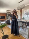 Siyah Kemer Detaylı T-Shirt Üst Poplin Etek Midi Elbise