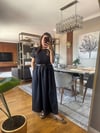 Siyah Kemer Detaylı T-Shirt Üst Poplin Etek Midi Elbise