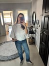 Yarasa Kol Beyaz Basic Pamuk Tshirt