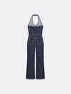 Dilvin Halter Yaka Denim Tulum-Lacivert