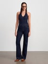 Dilvin Halter Yaka Denim Tulum-Lacivert