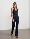 Dilvin Halter Yaka Denim Tulum-Lacivert