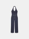 Dilvin Halter Yaka Denim Tulum-Lacivert
