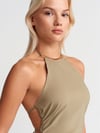 Dilvin  Halter Yaka Midi Elbise-Çağla