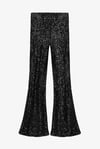 Quzu Sequin Flared Pants Black