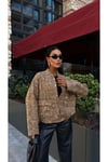 Kadın Payetli Gold Bomber Ceket