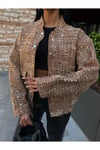 Kadın Payetli Gold Bomber Ceket