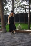 KADIN SİYAH  İNCE ASKILI UZUN ELBİSE CREP KUMAŞ