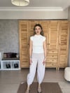 Beli Lastikli Taş Rengi Balon Pantolon