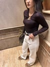 Beyaz Baklava Desenli Jean