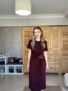 Gold Tokalı Bordo Elbise