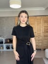 Gold Tokalı Siyah Elbise