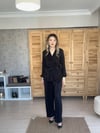 Kruvaze Yaka Fitilli SiyahTakım
