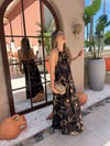 Siyah Maxi Boy Boyundan Bağlamalı Elbise