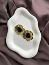 Vip Seri Gold Siyah Taşlı Küpe