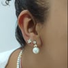 925 Ayar Gümüş İncili Küpe / Sarı