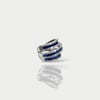Blue Baguette Spiral Gümüş Yüzük 