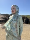 Rose Desen Hint İpeği Şal - Mint