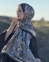 İdol İpek Baskılı Şal- Siyah
