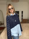 Ajurlu Kısa Lacivert Bluz