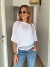 Beyaz Bağlamalı Merserize Bluz