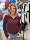 Bordo Düğmeli Triko