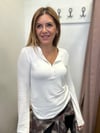 Ekru Düğmeli İnce Triko