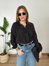 Fırfırlı Siyah Bluz