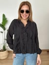 Fırfırlı Siyah Bluz