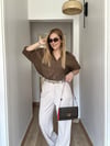 Kahve Oversize Gömlek Standart