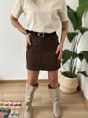 Kemerli Kahve Gabardin Etek