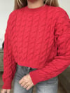 Kırmızı Crop Kazak Standart