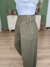 Kuşaklı Yeşil Jogger Pantolon