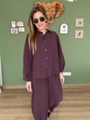 Mürdüm Modal Gömlek Pantolon Takım