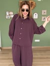 Mürdüm Modal Gömlek Pantolon Takım