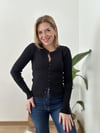 Siyah Fitilli Triko Hırka S