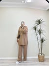 0529 - Düz Triko Pant. Takım - Camel