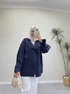1182 - Düğmeli Trençkot - Lacivert