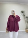 2080 - Kolu Pİliseli Tunik - Bordo