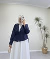 2264 - Büzmeli Kısa Trençkot - Lacivert
