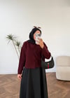 2525 - Fiyonklu Triko Hırka - Bordo 