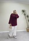 2653 - Örgülü Triko Kazak - Bordo