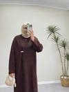 2660 - Broşlu Triko Elbise - Acı Kahve