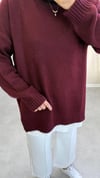 2820 - Düz Basıc Kazak - Bordo