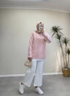 2820 - Düz Basıc Kazak - Pembe
