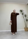 2851 - Kolu Taşlı Triko Elbise - Acı Kahve