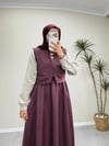2974 - Tafta Elbise - Bordo