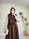 2974 - Tafta Elbise - Kahverengi