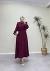 3063 - Yandan Bağlamalı Krep Elbise - Bordo